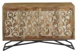 Brass Scroll Mango Credenza