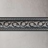 Silver Floral on Black Chair Rail 94 Inch