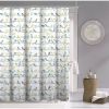 72-inch 100-Percent Cotton Fabric Shower Curtain with Teal Beige Black Birds