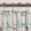 72-inch 100-Percent Cotton Fabric Shower Curtain with Teal Beige Black Birds