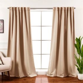 52 x 102 inch Solid Beige Cream Thermal Blackout Curtain Panels - Set of 2