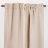 52 x 132 inch Solid Beige Cream Thermal Blackout Curtain Panels - Set of 2