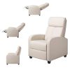 Off White High-Density Faux Leather Push Back Recliner Chair