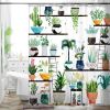 72-in. Watercolor Plants Botanical Floral Flower Pots Succulents Shower Curtain