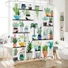 72-in. Watercolor Plants Botanical Floral Flower Pots Succulents Shower Curtain