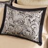 King 12 Piece Cotton Polyester Comforter Set Black Gold Paisley