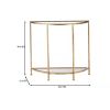 Half-Circle Entryway Console Table Gold Metal Glass Top Bottom Shelf Sofa Table