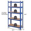 Blue Heavy Duty Metal Wood 5 Tier Adjustable Shelving Unit Garage Storage Rack