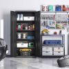 Black Steel Lockable Storage Cabinet Shelving Unit with 4 Adjustable Shelves