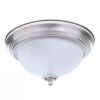 Round 11-inch Brushed Nickel Flush Mount Ceiling Light with Frosted Glass Shade