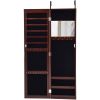 2-in-1 Dark Brown Wall or Door Mounted Jewelry Organizer Full Length Mirror