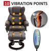 Adjustable Brown Faux Leather Remote Massage Recliner Chair w/ Ottoman