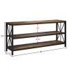 Modern Black Metal TV Stand with Barn Wood Finish Shelves - TV's up to 70-inch