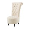 Cream Tufted High Back Plush Velvet Upholstered Accent Low Profile Chair