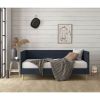 Twin Mid-Century Modern Dark Blue Linen Upholstered Daybed