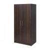 Bedroom Armoire Wardrobe Cabinet Closet with Hanging Rail in Brown Wood Finish