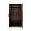 Bedroom Armoire Wardrobe Cabinet Closet with Hanging Rail in Brown Wood Finish