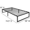 Twin Size 14 Inch Black Metal Steel Slat Platform Bed