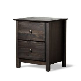 Pine Wood 2 Drawer Nightstand