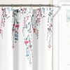 72-inch White Blue Coral Watercolor Floral Shower Curtain