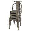 Set of 4 - Stackable Modern Cafe Bistro Dining Side Chair in Gun Metal Finish