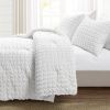 Full/Queen Crinkled Texture Microfiber 3 Piece Comforter Set White