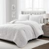 Full/Queen Crinkled Texture Microfiber 3 Piece Comforter Set White