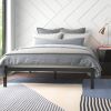 Full Black Metal Platform Bed Frame with Wood Slats - 700 lbs Weight Capacity