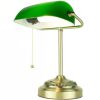 Classic Brass Bankers Lamp Desk Light Table Lamp with Green Glass Shade