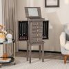 5-Drawer Jewelry Armoire Cabinet with Top Mirror in Grey Wood Finish