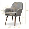 Set of 2 Retro Grey Linen Upholstered Accent Chair with Stylish Wood Legs