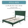 Full size Modern Green Velvet Upholstered Platform Bed with Headboard