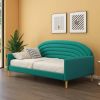 Twin size Mid-Century Modern Emerald Green Velvet Upholstered Daybed