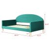 Twin size Mid-Century Modern Emerald Green Velvet Upholstered Daybed