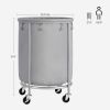 Round 45-Gallon Laundry Basket Hamper with Grey Fabric Bag Steel Frame on Wheels