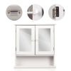 White 2-Door Mirrored Medicine Cabinet with Open Shelf