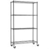 Heavy Duty Black Steel 4-Tier Shelving Unit with Locking Casters