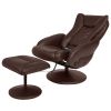 Sturdy Brown Faux Leather Electric Massage Recliner Chair w/ Ottoman