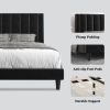 King size Black Velvet Upholstered Platform Bed Frame with Headboard