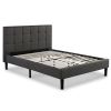 King size Dark Grey Upholstered Platform Bed with Headboard