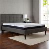 King size Dark Grey Upholstered Platform Bed with Headboard