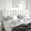 King size White Velvet Upholstered Platform Bed Frame with Headboard