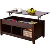 Brown Wood Lift Top Coffee Table with Hidden Storage Space