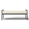 Modern Industrial Bed Bench with Black Metal Frame and Cream Upholstered Cushion