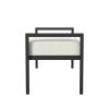 Modern Industrial Bed Bench with Black Metal Frame and Cream Upholstered Cushion