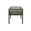 Modern Industrial Bed Bench with Black Metal Frame and Sage Green Velvet Cushion