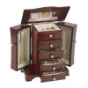 4-Drawer Jewelry Box in Cherry / Mahogany Wood Finish