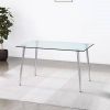 Modern 51-inch x 30-inch Glass Top Dining Table with Silver Metal Legs