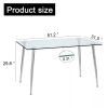 Modern 51-inch x 30-inch Glass Top Dining Table with Silver Metal Legs