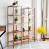 Bamboo Wood 4-Shelf Bookcase Plant Stand Shelving Unit